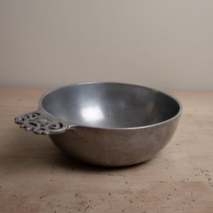 Vintage Large Pewter Bowl - Pewter Bowl with Handle