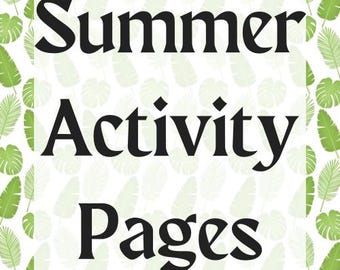 Summer Activity Pages, Set of 25 Games and Coloring Pages (Printable Download)