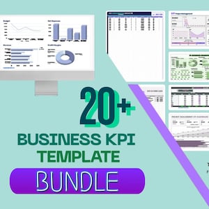 Business KPI Dashboard Template Bundle, Excel & Google Sheets (Digital Download)
