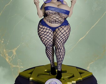 Goth BB Figure | Fishnet Fantasy Statue | Painted Unpainted Collector Decor