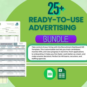 25+ kant-en-klare advertentiesjabloonbundel | Tracker voor advertentie-uitgaven, ROI-calculator, campagneplanner | Excel en Google Spreadsheets