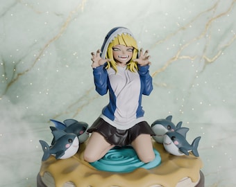 Himiko Toga Figure | Blonde Shark Hoodie Girl Statue | Painted Unpainted Fan Art Decor