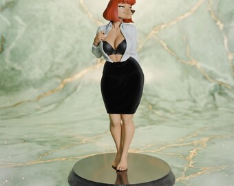 Sylvia Marpole Figure | Cartoon Office Lady Pin-Up Statue | Handmade Collectible Sculpture