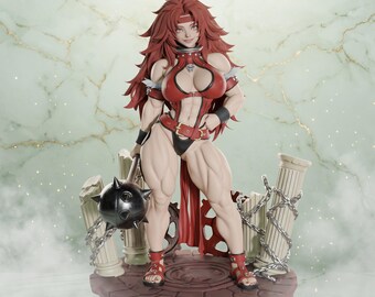 Risty Figure | Muscle Warrior Girl Pin-Up Statue | Handmade Resin Collectible Anime Sculpture