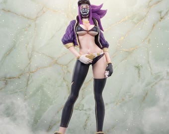 Akali Figure | Purple Ninja Girl Statue | LoL Fan Art | Painted Unpainted Decor