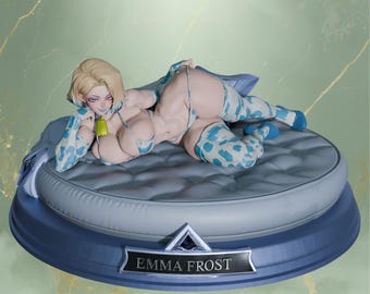 Emma Frost Figure | Marvel Rivals Cow Print Statue | Pin-Up Handmade Resin Collectible
