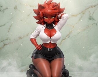 Fexa Figure | Red Demon Girl Statue | Painted Unpainted Fantasy Collector Gift