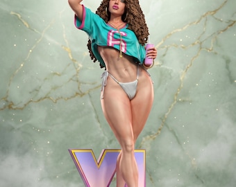 Summer Beach Girl Figure | Curvy Bikini Pin-Up GTA VI Statue | Handmade Collectible Sculpture
