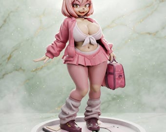 Gyaru Amy Rose Figure | Sonic Fan Art Statue | Painted Unpainted Collectible Gift