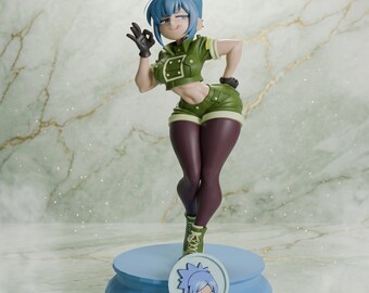 Leona Heidern Figure | Anime Soldier Girl Statue | Handmade Resin Collectible Painted Sculpture