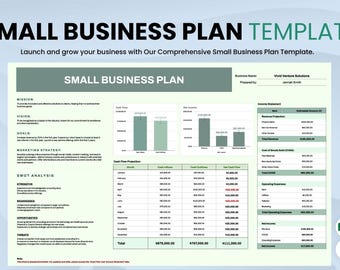 Small Business Plan Template | Excel & Google Sheets Financial ...