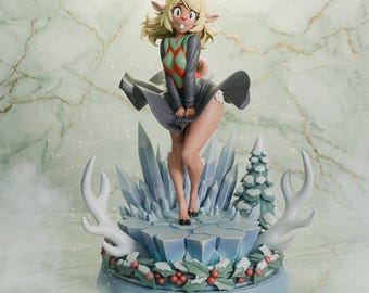 Noelle Holiday Figure | Winter Deer Girl Statue | Painted Unpainted Collector Decor