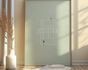 Minimalist Tennis Poster: Light Green Wall Art (Digital Download)