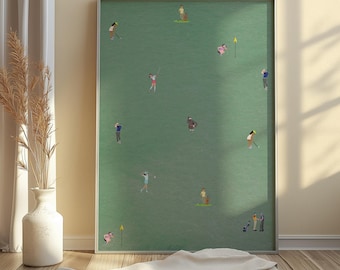 Minimalistische golfposter: groene golfbaankunst (digitale download)