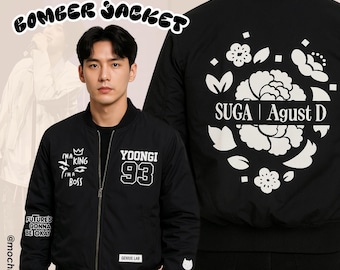 Bangtan boys Bts Agust D Suga Yoongi Bomber Jacket by mochikstuff