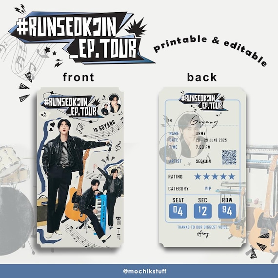 Jin Runseokjin EP Tour Concert Ticket Template | Seokjin Jin