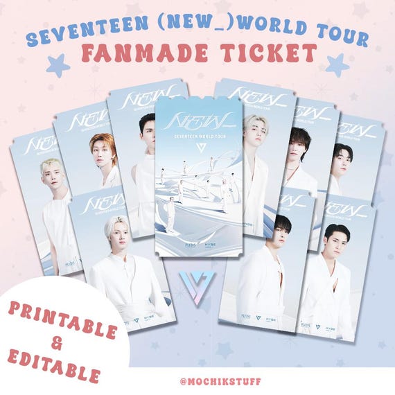 SEVENTEEN（とりひきページ） Seventeen New_ World Tour Ticket Editable Template Digital