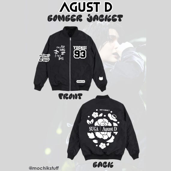 BTS バンタン 防弾少年団 SUGA ユンギ ジャケット アウター Bangtan Boys Bts Agust D Suga Yoongi Bomber Jacket by Mochikstuff