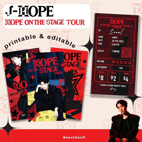 Jhope Hope on the Stage Tour Concert Ticket Template | J-hope Hobi