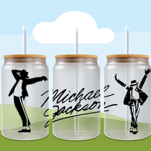 MJ 16oz Glass Can Wrap, Música 16 oz Glass Can Png, 16 oz Libbey Glass Can Wrap, 16 oz Tumbler Wrap Png, Design de Sublimação