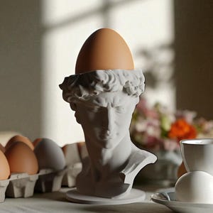 3Dプリントの男性胸像エッグカップ、イースターデコレーション