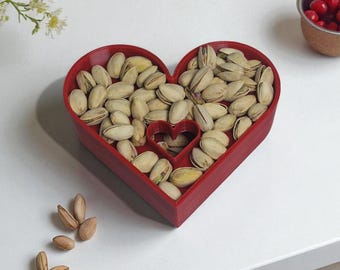 Heart Pistachio Bowl with Shell Holder, 3D Printed Nut Bowl
