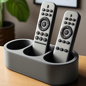 Portatelecomando rotondo con 3 scomparti per telecomandi, telefoni e altro ancora. Declutter il tuo spazio abitativo