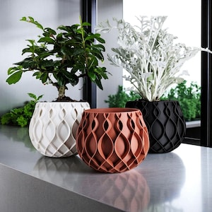Bellvere Kruka med Bricka Modern 3D-tryckt Design Elegant Heminredningsstil