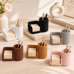 Sticky Notes Holder with Pen Organizer , Desk Organizer for Office Desk ,Cute Desktop Accessory , Modern Stationery Holder ,Teacher Gift