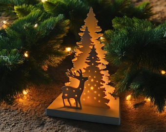 Christmas Reindeer Tree Light, LED Table Ornament, Holiday Decor