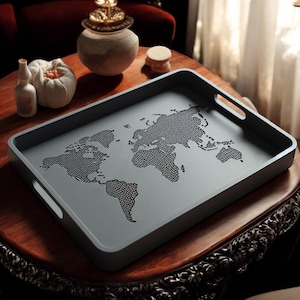 Bandeja One World Bandeja de design moderno com relevo 3D dos continentes Bandeja decorativa exclusiva para casa ou escritório