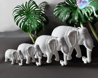 3D Printed Indian Elephant Figurines: Modern Home Decor, Set of 4