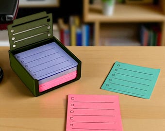 3D Printed Sticky Note Holder with Stencil | Desk Organizer