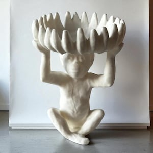 3D Printed Monkey Statuette with Banana Bowl, Unique Home Decor