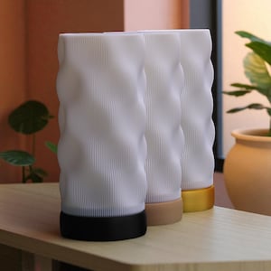 Modern USB Bedside Lamp: Custom Color Base, White Shade