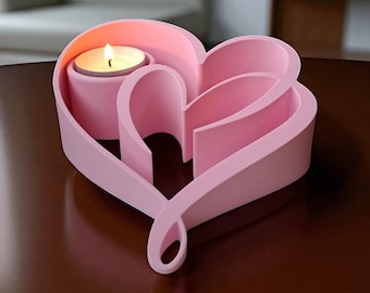 Heart Candle Holder: Romantic 3D Printed Tealight Centerpiece