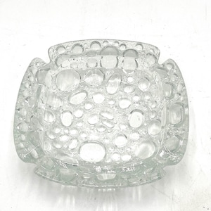Vintage Fostoria Pebble Glass Ashtray Chunky MCM Bubble Clear Textured Art Glass Trinket Dish for Retro Style Decor Collector&#39;s Ashtray