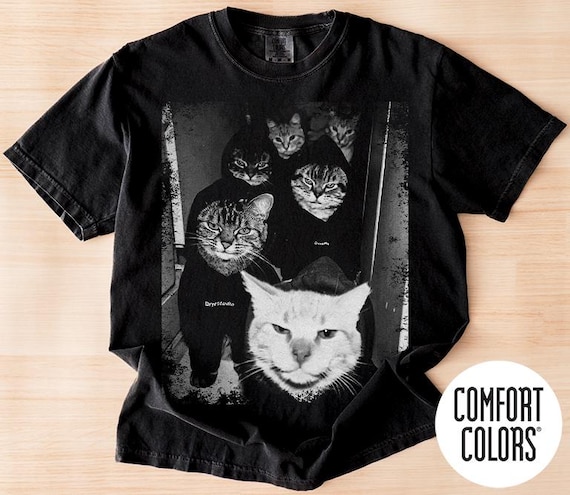 Comfort Colors Funny Gangster Cat Shirt, Meme Cats Graphic Tee, Vintage Cat Lover Shirt, Funny Cat Meme Tee, Edgy Cat Shirt, Cat Dad Gift