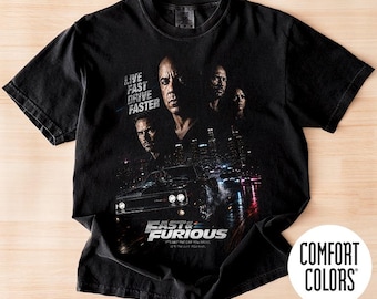 Comfort Colors The Fast and The Furious, Street Racing Action Movie Tee, Paul Walker Graphic, Car Culture Film Merch Gift for Fan T-Shirt FD