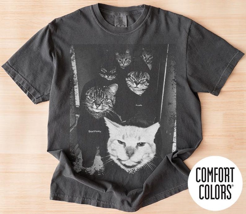 Comfort Colors Funny Gangster Cat Shirt, Meme Cats Graphic Tee, Vintage Cat Lover Shirt, Funny Cat Meme Tee, Edgy Cat Shirt, Cat Dad Gift image 2