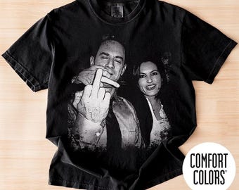 Comfort Colors Elliot Stabler And Olivia Benson Vintage Middle Finger Shirt, Elliot And Olivia Funny Shirt,Gift For Man & Women Unisex Shirt