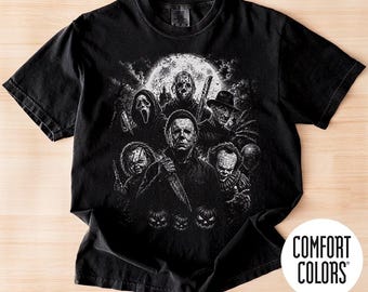 Comfort Colors Classic Halloween Horror Characters Shirt , Vintage Halloween Graphic Tee, Spooky Season, Scary Movie, 2026 Halloween Tee