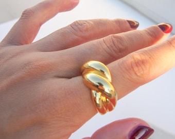 Chunky Gold Filled Ring, Statement Adjustable Band, Modern Jewelry