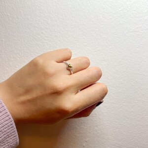 Dainty Heart Ring, Gold & Silver Mix Ring for Romantic Gifts, Delicate Heart Adjustable Ring, Stackable Ring