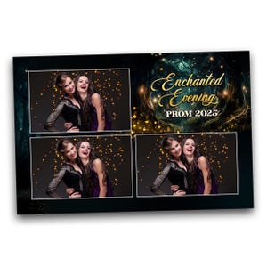 Verzauberter Abend Abschlussball 2025 Fotoautomat Vorlage 4x6 Postkarte Abschlussfeier, Klasse von 2025 Verzauberter Wald Themenparty Fotoautomat Vorlage G1