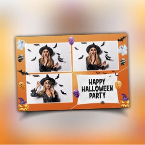 Halloween Photobooth Template 4x6 Ballons und Kürbis Thema Süßes oder Saures Photobooth Templates