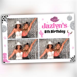 Cowgirl Photobooth Template 4x6 Postkarte Sweet 16 Quinceanera Pink Silber Glitter Western Cowgirl Kuh Druck Geburtstag Photobooth Template