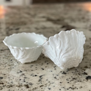 Wild Rose Milk Glass Fruit Cocktail Bowls by Indiana Glass