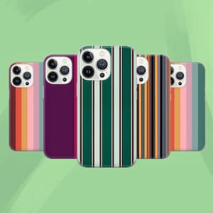 Retro Stripes Phone Case Aesthetic Cover for iPhone 16 Pro, 15, 14, 13, 12, 11, Google Pixel 9, 8, 7A, 6A, Samsung Galaxy S24 Ultra, S