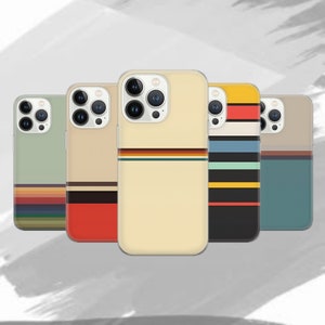 Retro Stripes Phone Case Aesthetic Vintage Cover for iPhone 16 Pro, 15, 14, 13, 12, 11, Google Pixel 9, 8, 7A, 6A, Samsung Galaxy S24 Ultra
